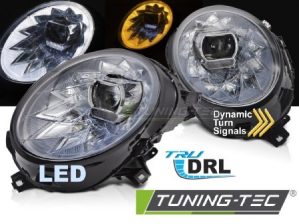 VOLL LED Tagfahrlicht Scheinwerfer Set für Mini F54 / F55 / F56 14-21 chrom mit dyn. Blinker