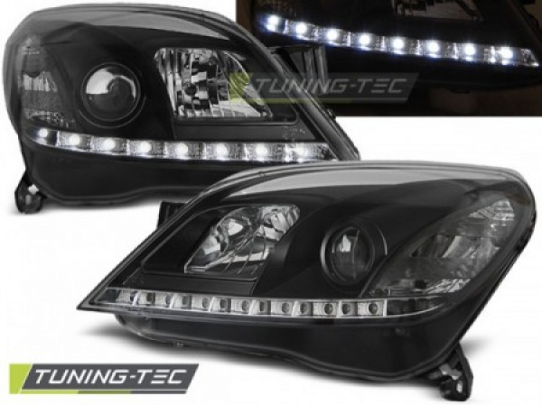 LED Tagfahrlicht Design Scheinwerfer für Opel Astra H 04-09 schwarz