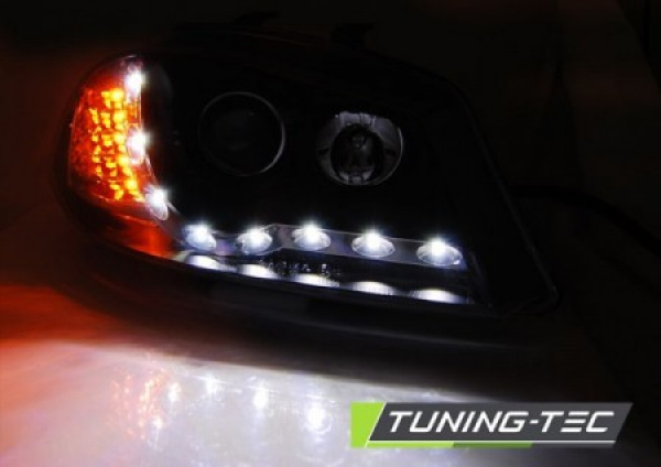 LED Tagfahrlicht Design Scheinwerfer für Seat Ibiza 6L 02-08 schwarz mit LED Blinker