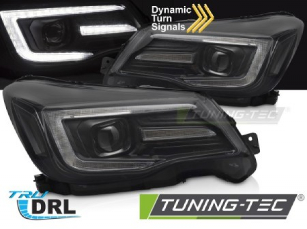 LED Upgrade Tagfahrlicht Scheinwerfer Set für Subaru Forester 13-18 schwarz mit. dyn. Blinker