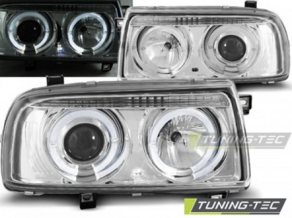 Upgrade Design Angel Eyes Scheinwerfer für VW Vento 92-98 chrom